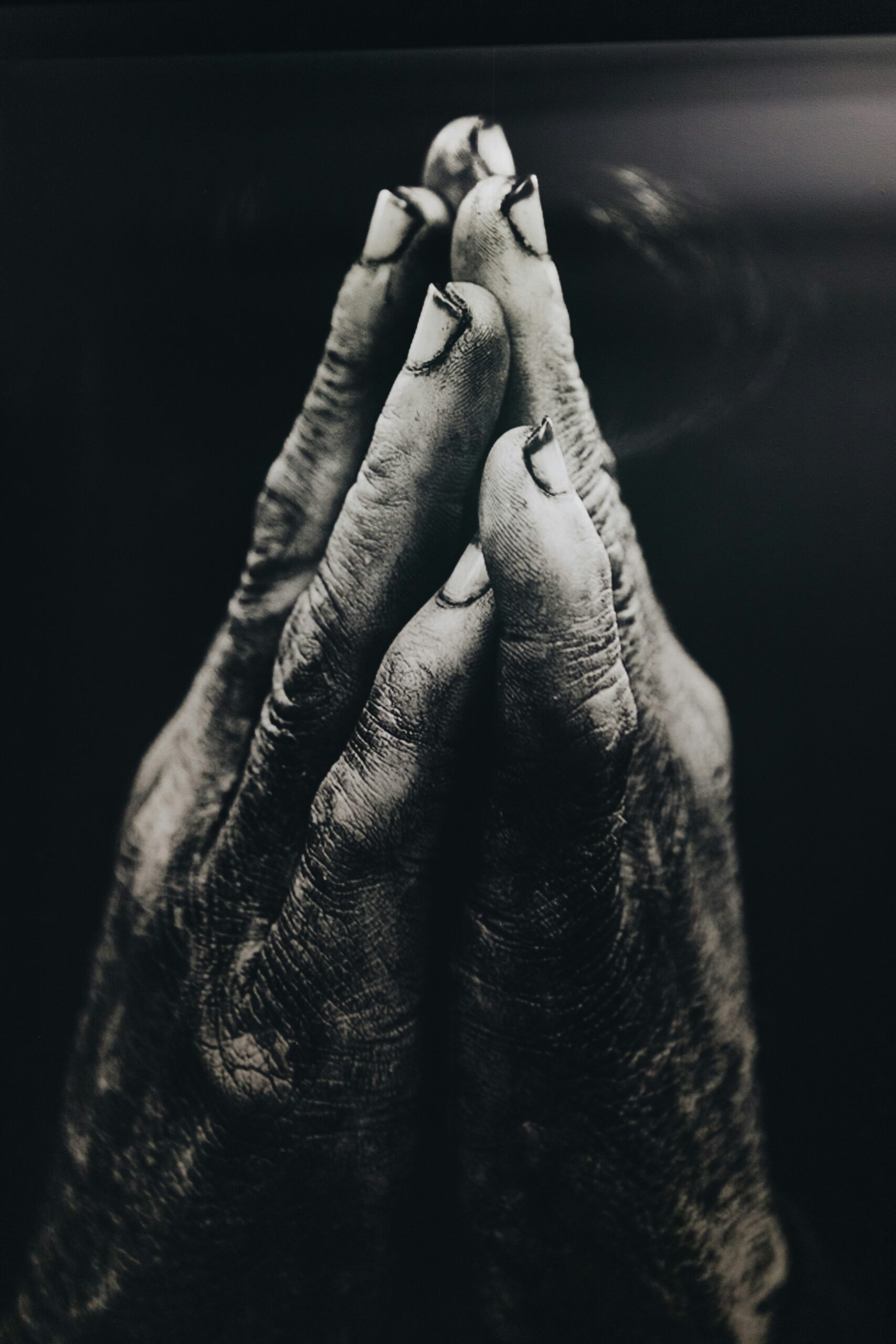 An old man is praying to God for salvation.